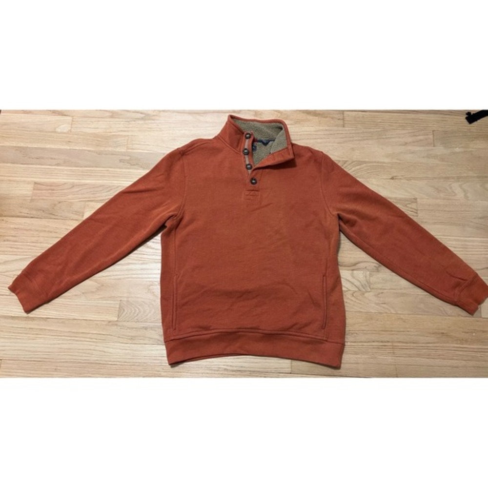 Arrow Men's Sherpa Lined Snap Neck Pullover Sweatshirt Rust Orange